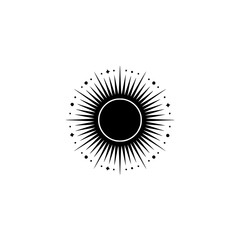 Black Sunburst Celestial Logo on Light Gray Background