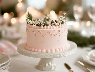 Fototapeta premium Deliciously decorated cake with floral accents for a celebration