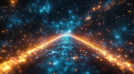 Neon Light Trails Hyperspace Tunnel Dynamic Motion Abstract Technology Concept