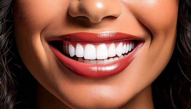 Detalle de boca de mujer con dentadura perfecta