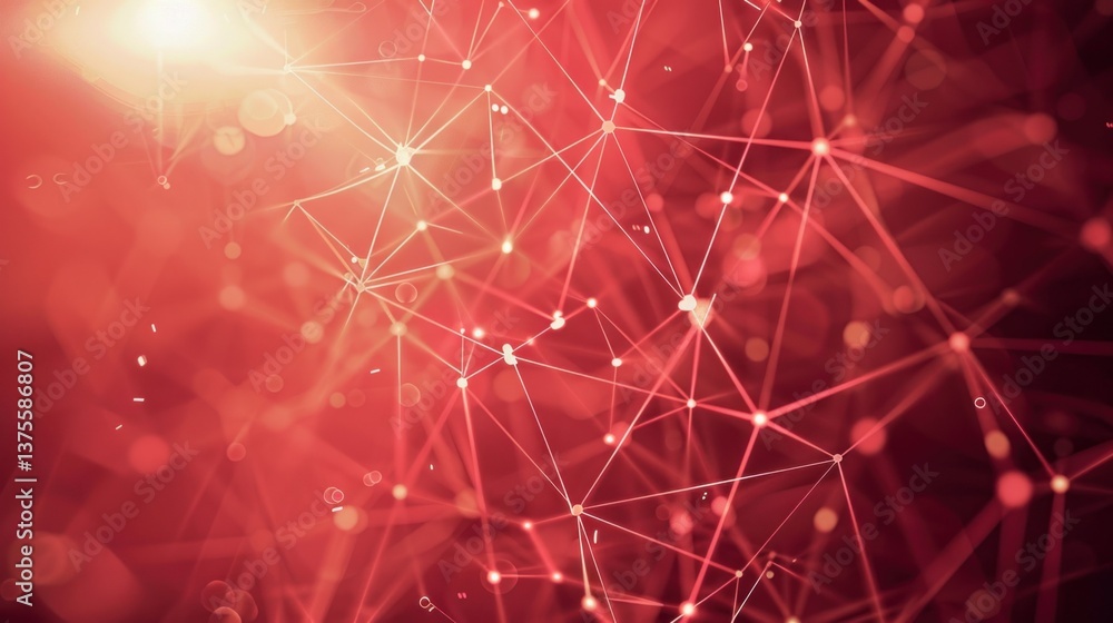 Poster abstract red network background with interwoven connections.