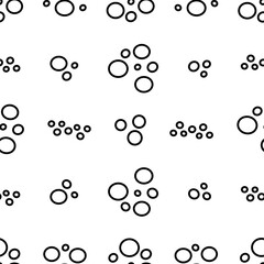Soap bubbles. Sketch. Seamless vector pattern. Outline on isolated colorless background. Endless ornament of circles of different shapes. Doodle style. Idea for web design.