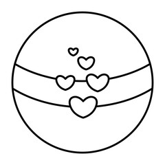 Bath bomb. Sketch. Cosmetic bubbling ball. Aromatic bath salt. Scattered hearts on the label. Vector illustration. Effervescent product for spa procedures. Outline on an isolated white background. 