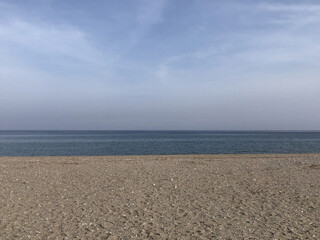 Sea, horizons, blue sea, blue sky and the line of beach, good for background, texture 