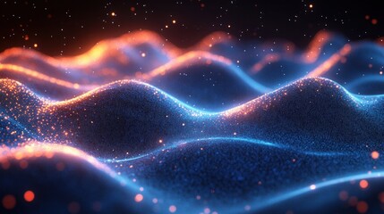 Obraz premium futuristic blue neon wave digital technology abstract motion graphic