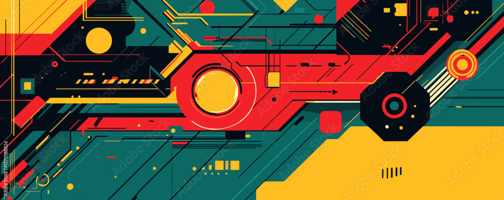 Aufkleber futuristic geometric abstract design with dynamic lines and shapes, digital art vector.