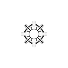 Minimalist Sunburst Logo Design, Black and White Vector Icon