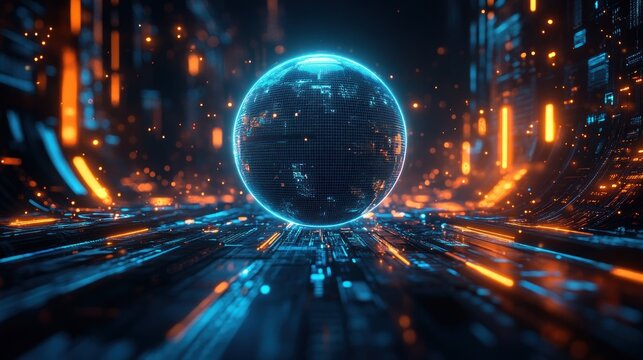 Earth Digital Map Rotating Motion Graphic Future Technology Visualization