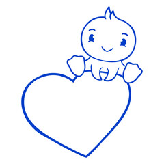 Duck sitting on a big heart Valentine's Day love Design Lover Art Vector Illustration Card T-Shirt Poster Sticker Graphic Print Decorative Drawing Isolated Logo Decoration Symbol Creative Cool Style
