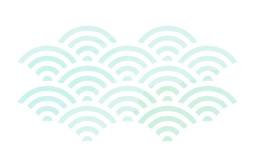 水彩青海波の背景ベクターイラスト 夏 水色 和風 和柄 