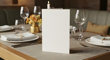 Blank Menu Restaurant Table Setting.