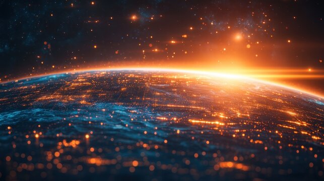 Earth Digital Map Rotating Motion Graphic Cyberpunk Technology Business Concept