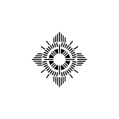 Geometric Sunburst Logo: Minimalist Black & White Design