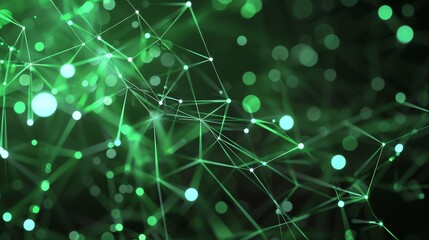 Elegant green glowing plexus. Futuristic technology concept. 3D rendering.