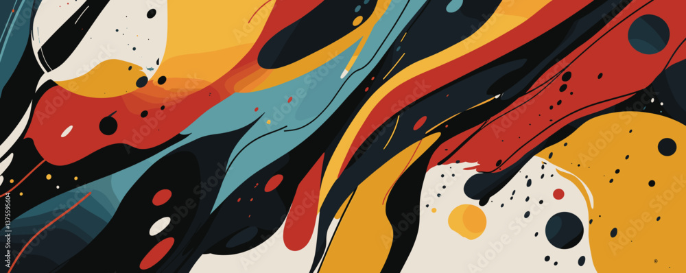 Poster abstract flowing lines in bold colors - modern art background vector.