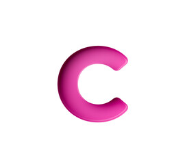 Vibrant pink gradient letter C with sleek design. 3D Illustration.
