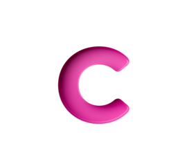 Vibrant pink gradient letter C with sleek design. 3D Illustration.