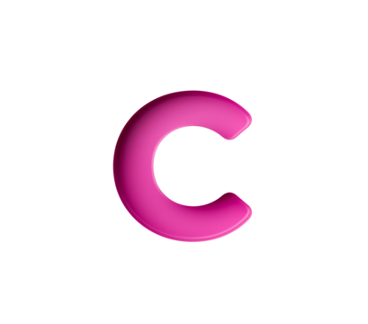 Vibrant pink gradient letter C with sleek design. 3D Illustration. - Powered by Adobe