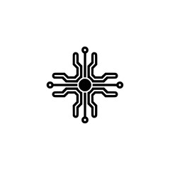 Abstract Tech Circuit Board Icon on White Background