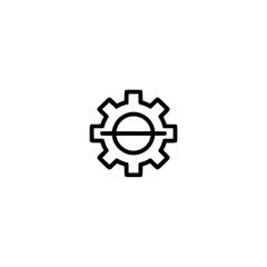 Minimalist Gear Icon on White Background