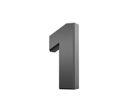 Sleek metallic Black number 1 One with a slight shadow effect, 3d illustration