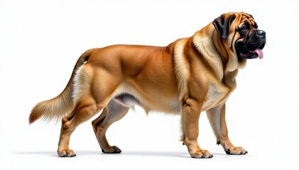 Obraz premium Majestic mastiff, powerful stance, white background, breed, mastiff, large