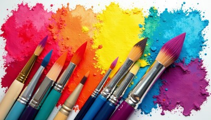 Collection of paintbrush swatches in a dynamic and playful manner, artistic, brushstrokes, decorative