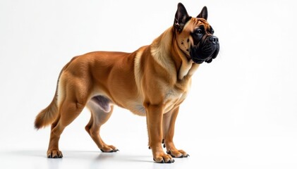 Obraz premium Majestic mastiff, powerful stance, white background, canine, loyal