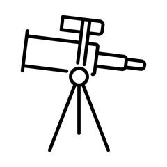 Telescope, science, focus, perspective, exploration round line vector icon