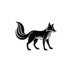 Black fox silhouette logo on white background