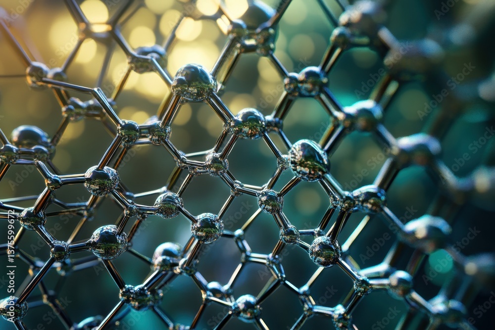 Poster exploring the intricate structure of a carbon nanomaterial under close examination