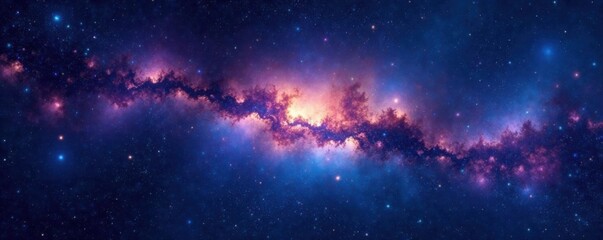 Celestial Night Sky with Glowing Stars and Nebulae, galaxy, space, cosmic beauty