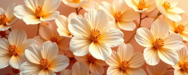 Obraz premium delicate golden petals unfolding across a seamless floral pattern, organic, intricate, elegant