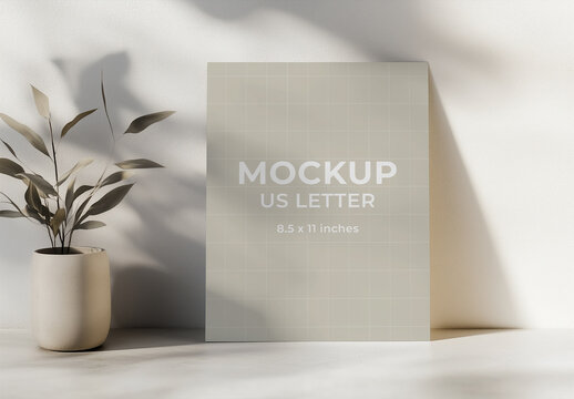 US Letter Page Mockup with Natural Plant Styling