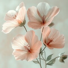 Soft watercolor floral arrangement with pastel pink and green tones for wedding card and botanical decoration