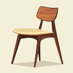 Mid-century modern wooden chair with curved backrest and tapered legs