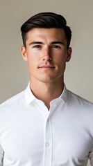 Obraz premium Portrait of a Confident Young Man in a White Shirt