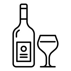 wine bottle and glass line icon