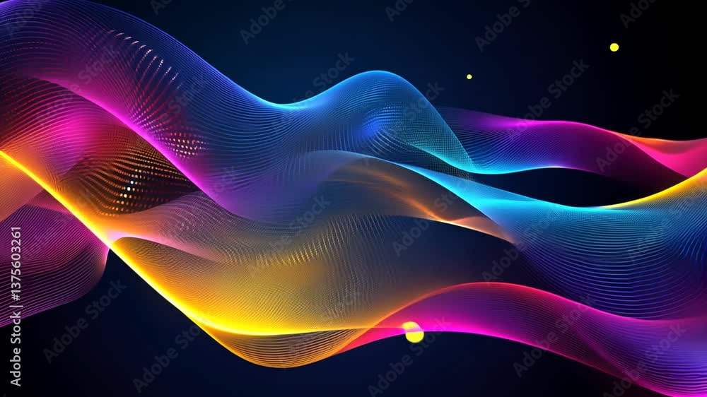 Poster abstract flowing colorful light wave animation for creative video and background