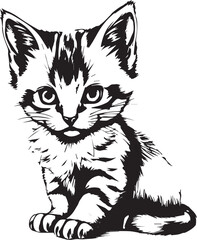 Cute kitten. Hand drawn vector illustration