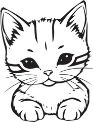Cute kitten. Hand drawn vector illustration