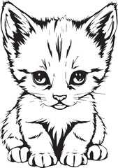 Cute kitten. Hand drawn vector illustration