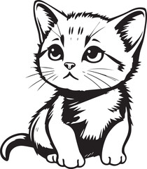 Cute kitten. Hand drawn vector illustration