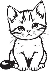Cute kitten. Hand drawn vector illustration