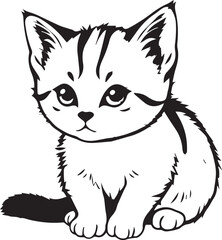 Cute kitten. Hand drawn vector illustration