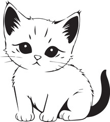 Cute kitten. Hand drawn vector illustration
