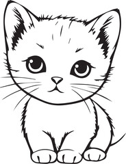 Cute kitten. Hand drawn vector illustration