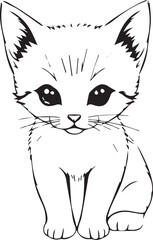 Cute kitten. Hand drawn vector illustration