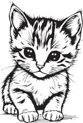 Cute kitten. Hand drawn vector illustration