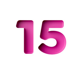 Vibrant pink number 14 Fourteen in bold gradient font with a slight shadow effect, 3d illustration